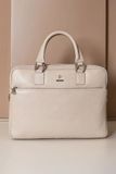 D'Arienzo Cartable 24 heures Cuir Crème serviette d'ordinateur poche zippée, Taille Unique, Couleur Crème