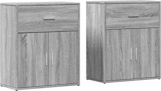 vidaXL Dressoirs 2 stuks 60x31x70 cm bewerkt hout grijs sonoma eikenkleur