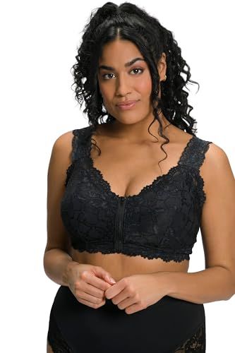 Ulla Popken Dames Bustier - Kant - Ritssluiting - Zonder Beugel - Zwart - 105