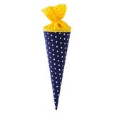 goldbuch 93552 stoffen snoepzak met stippen- en sterpatroon, voor broers en zussen, cadeauzakje voor eerste schooldag en eerste schooldag, donkerblauw/geel