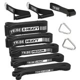 Tribe Lifting Stoffen optrekbanden, set van 4 | Assist Oefening Weerstandsbanden voor Home Fitness, Crossfit, Stretching, Krachttraining | 101,6 x 2,5 cm
