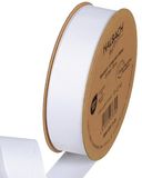Halbach Seidenbänder Premium ripslint, breedte: 25 mm, lengte: 25 m, duurzaam cadeaulint van gerecycled polyester, ideaal als lint, kleur: wit