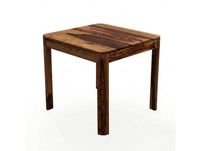 FineBuy Table à manger Sheesham bois massif 80x80 cm brun foncé