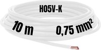 Kalitec 10 meter H05V-K 0,75 mm² witte bedradingskabel