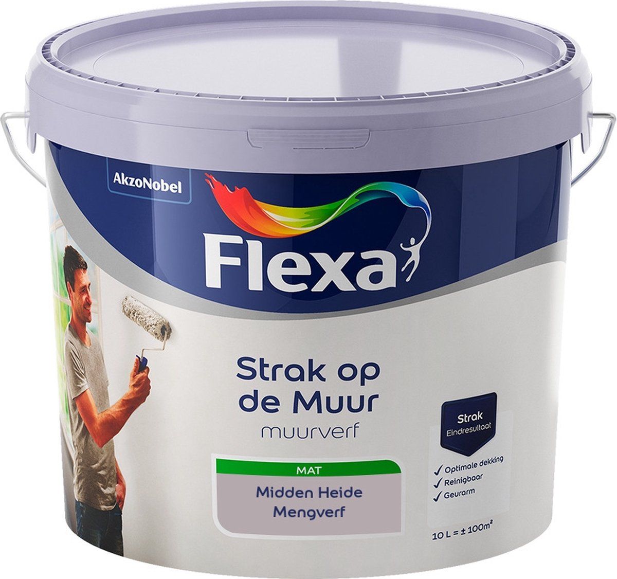 FLEXA Strak op de Muur Muurverf - Mat - Midden Heide - 10 liter