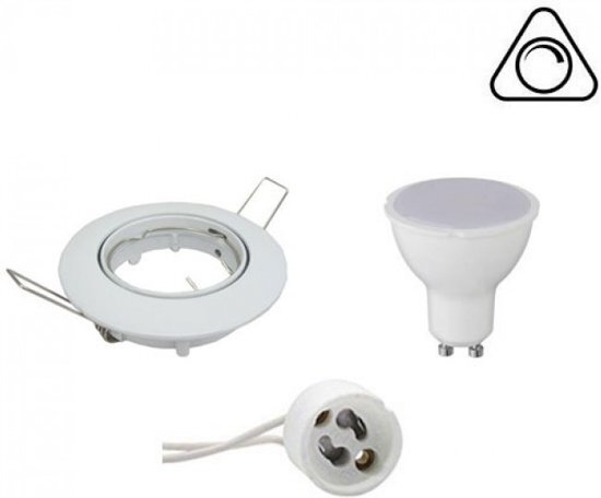 BES LED LED Spot Set - GU10 Fitting - Dimbaar - Inbouw Rond - Glans Wit - 6W - Natuurlijk Wit 4200K - Kantelbaar Ã˜80mm