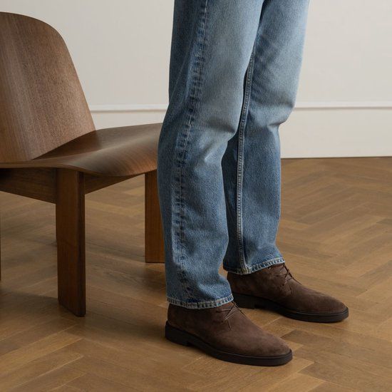 Manfield Heren Bruine suède veterboots Maat 44