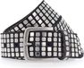 b.belt riem Quinn Silver Leder-Nietengürtel W110 Black zwart