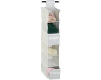 Relaxdays hangende opberger stof - 6 vakken - 2 lades - voor kledingkast - 82 x 14,5 x 30 cm - wit