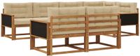 vidaXL Hoek loungeset Acacia hout Natuurlijk en beige