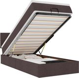 vidaXL Bed poef met matras en LED's 90x200 cm stof donkerbruin