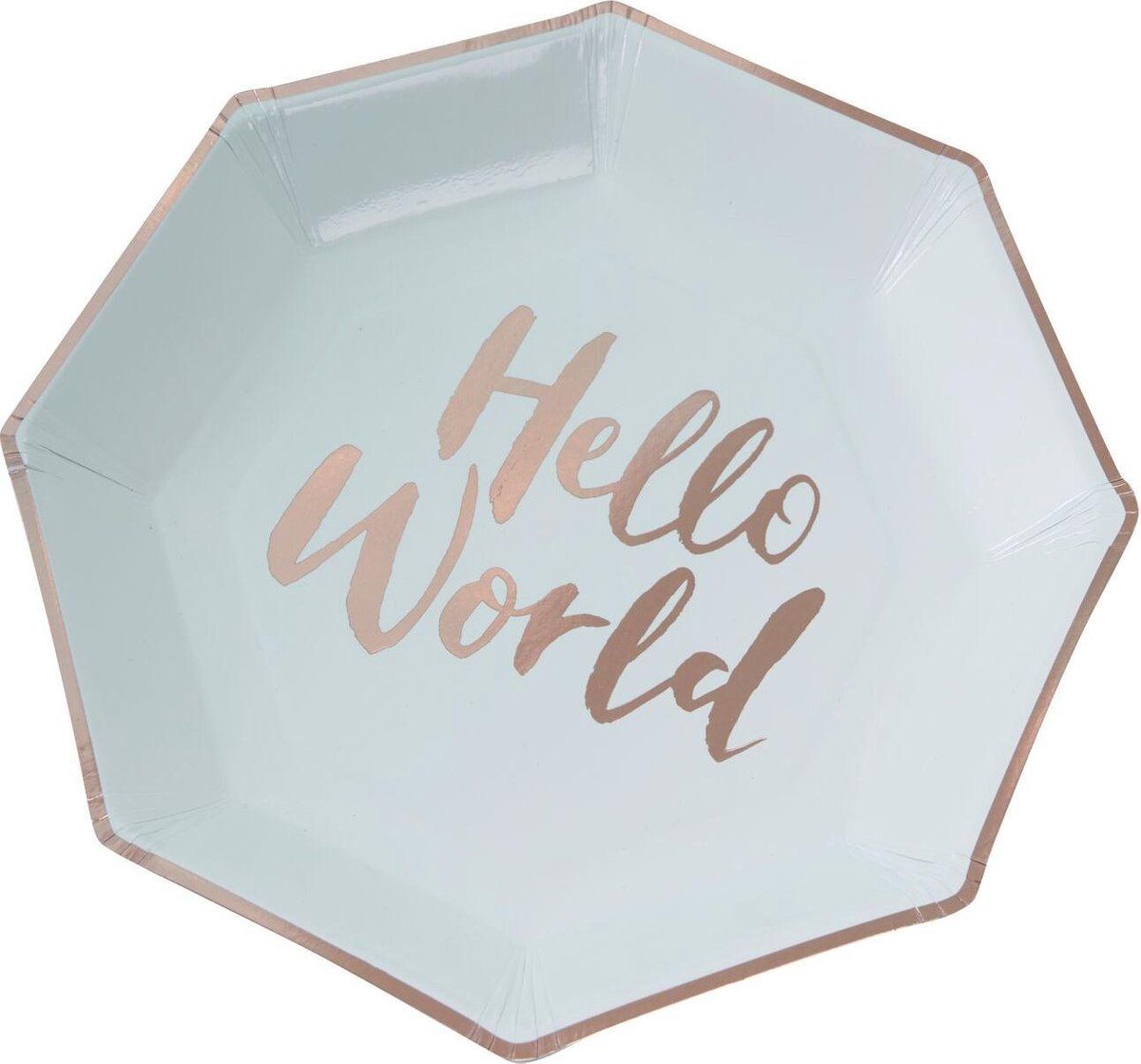 Ginger ray Hello World Mint and Rose Gold Unisex Baby Shower Papieren borden 8 Pack