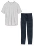 Schiesser Dames pyjama Cotton blauw gestipt / grijs