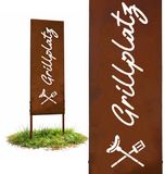 Relaxdays Tuindecoratie - Grillplaats - 85x28 cm - Metaal met Roestpatina - Bruin