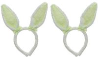 Decoris Konijnoren Diadeem wit groen - 2x