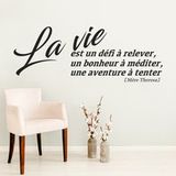 Autocollant Mural Citation La Vie Est Un Défi... Noir 117x317 Cm