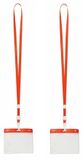 Merkloos Badgehouders/naamkaarthouders - 20x - met rood keycord/lanyard - plastic