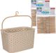 Merkloos / Sans marque Plastic Forte Wasknijpersmandje met ophanghaak - beige - en 48x houten wasknijpers 7 cm