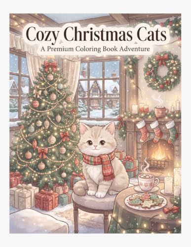 Cozy Christmas Cats: A Bold and Easy Stress Relief Coloring Book
