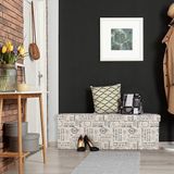 Merkloos Opbergkist met deksel, opvouwbaar zitmeubel aan het hoofdeinde, gewatteerd, ruimtebesparend, beige/zwart, hout, 37.5 x 114 x 38.5 cm