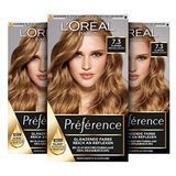 L'Oréal Paris Préférence Permanente haarverf, 7.3 karamelblond, set van 3