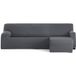 ECOMMERC3 Bankhoes voor chaise longue, kort hoekdeel rechts, bi-elastisch, ademend, overtrek voor chaise longue, donkergrijs, elastieken en schuimstof, bescherming tegen slijtage