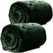 Unique Living Plaid/deken - 2x - fleece - smaragd groen - polyester - 130 x 180 cm