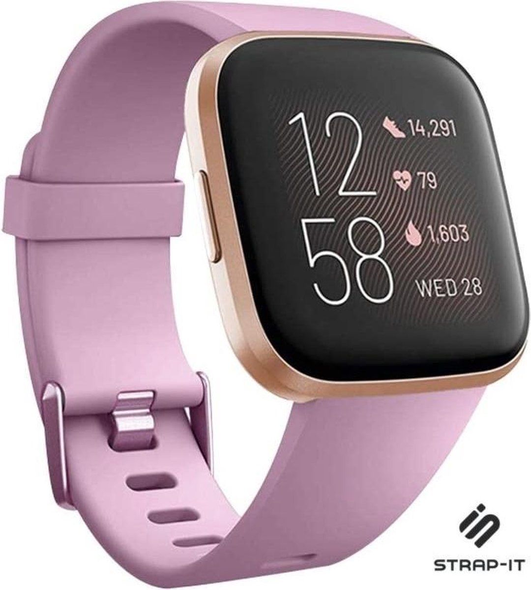 Strap-it Fitbit Versa / Versa 2 silicone band - oud-roze - Maat: L