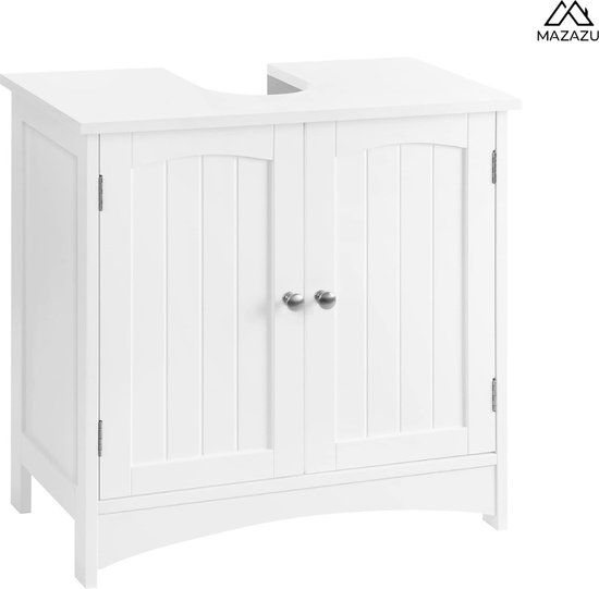 MAZAZU Badkamermeubel - 60x30x60 cm - Wit - 2 Deuren - Staand - Industrieel