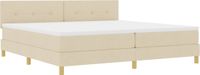 vidaXL Boxspringbed met kussens en hoofdbord, crème kleur, 200 x 200 cm, stof