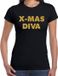 Bellatio Decorations Shoppartners Bv Foute Kerst t-shirt - x-mas diva - goud / glitter - zwart - dames - kerstkleding / kerst outfit XS