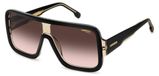 Sonnenbrille, uni, schwarz mit blauen verspiegelten Gläsern