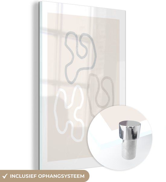 MuchoWow® Glass Painting 100x150 cm - Acrylic Glass Painting - Minimalism - Line Art - Shapes - Photo on Glass - Paintings