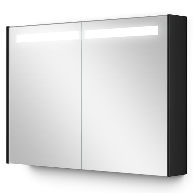 Maxaro Spiegelkast Met Verlichting Modulo 100x70cm Hoogglans Zwart