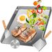 Plancha Acier inoxydable Plaque de cuisson - 40,5 x 31 cm - 5 mm Épaisseur - Évacuation des graisses - Lavable au lave-vaisselle