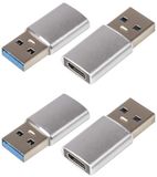 Nuvance USB A naar USB C Converter - Hub - Set van 4 - Universele USB Adapter - Geschikt voor Alle USB C Apparaten - Zilver