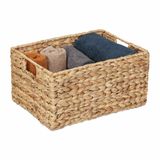 Relaxdays Opbergmand van waterhyacint 19 x 28 x 37 cm (h x b x d), badkamer en decoratie, gevlochten, gebruiksvoorwerpenmand, naturel