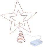 Arti Casa Kerstboompiek met Verlichting op Batterijen - Sterren Piek - Kerst Decoratie LED - Topper Rosé Goud