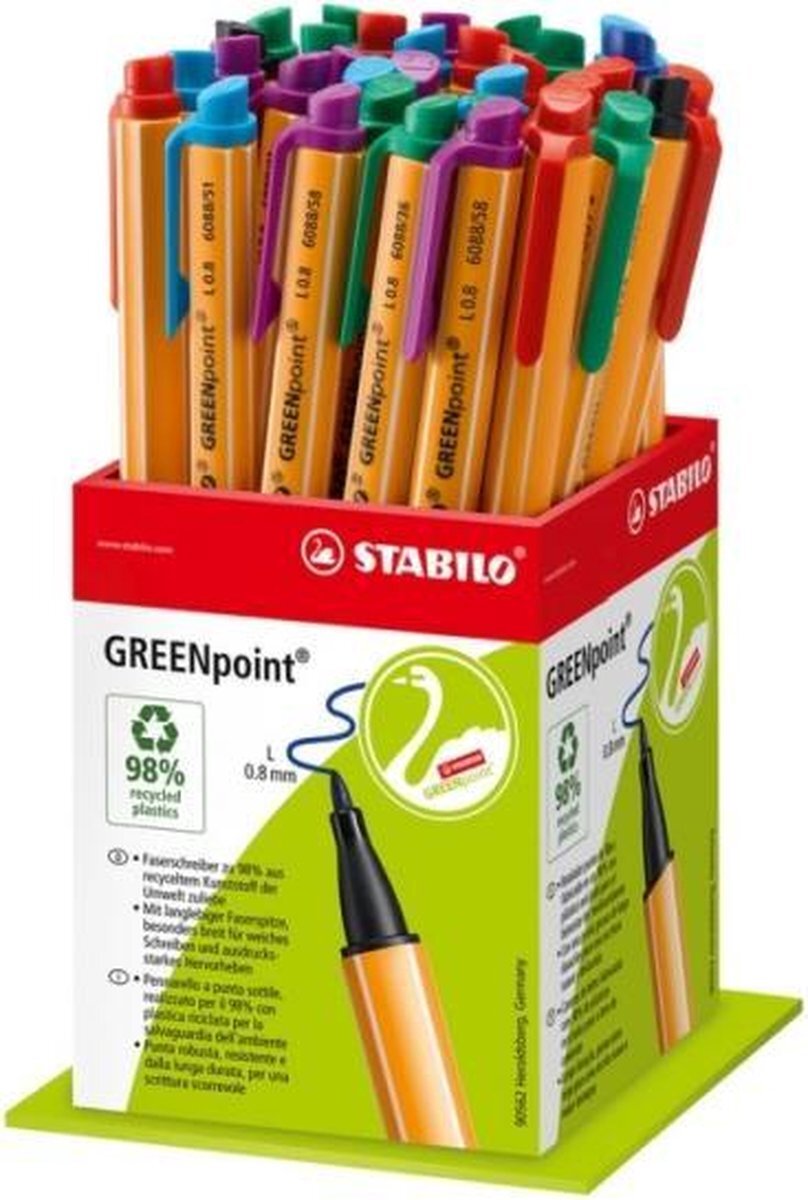 Stabilo Viltstiften - Greenpoint - 40 stuks in 6 kleuren