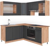 Vicco Hoekkeuken Fame-Line, Donkergrijs/Goudkleurig Eiken, 190 x 160 cm, WB Eik