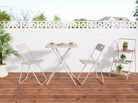 MODFU - Bistroset - Opvouwbaar - Voor Buiten - Staal - Beige - 3-Delig