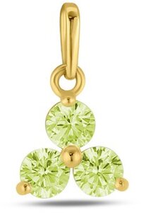Silventi Gouden Hangertje met Zirkonia - Bloem - Olijf Groen - 14 Karaat Goud