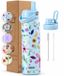 VANN® Bouteille à boire en acier inoxydable à 3 parois 650 ML avec paille pour adultes – Avec 2 bouchons – Bouteille isotherme – 12 heures chaud/24 heures froid – Bouteille à fleurs – VANN FLOWER BOTTLE