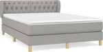 vidaXL Boxspring met matras stof lichtgrijs 140x200 cm