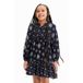 Desigual robe imprimé intégral bleu foncé/blanc