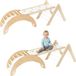 Aire de jeux en bois avec balançoire et toboggan, double face + triangle d'escalade pour enfants