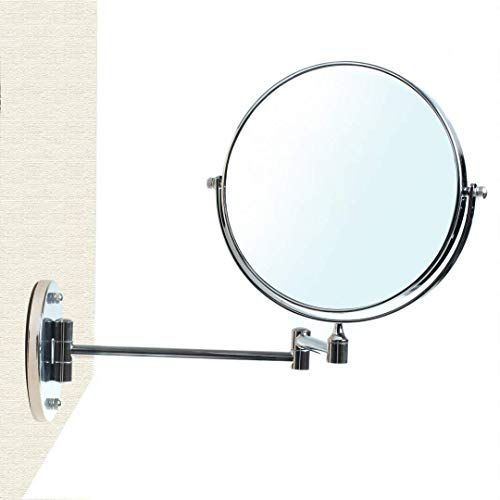 HIMRY Designed Cosmeticaspiegel/make-upspiegel, 8 inch, 360° draaibaar. 2 spiegels: normaal en 5 - vakvergroting, 17,5 cm ø, verchroomd, KXD3107-5x