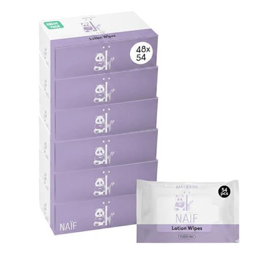 NAÏF 48 stuks - plasticvrije lotion billendoekjes