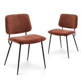 COLAMY Moderne gestoffeerde eetkamerstoelen, set van 2, stoffen eetkamerstoelen, accent-dinerstoel, stijlvolle keukenstoelen met solide metalen poten en gebogen rug, oranje