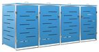Rangement de conteneurs à déchets - Boîte de rangement - 4 compartiments - Plastique - Facile à nettoyer - 276,5 × 77,5 × 112,5 cm - Bleu